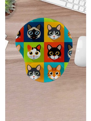 Karmat Kedi, Kedi Desenli, Konforlu, Bilek Destekli Mouse Pad, Bilgisayar Faresi Pedi