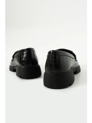 Duxal Shoes Kadın Loafer Ayakkabı Suni Deri Malzeme Kalın Taban Bağcıksız Tasarım