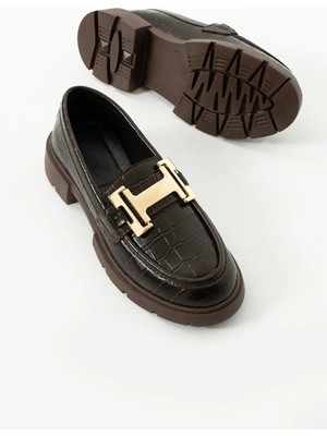 Duxal Shoes Kadın Loafer Yüksek Taban Tokalı Günlük Ayakkabı