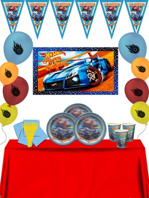 Afişli Lüx Arabalar Hot Wheels Ateşli Arabalar Doğum Günü Parti Süsleri Süsleme Seti