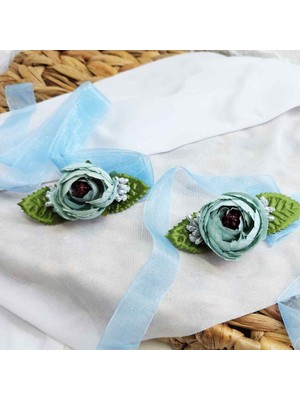 2 Adet Nedime Bilekliği Yeşil Şakayik Çiçekli