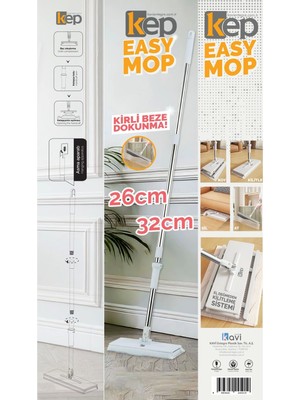 Kavi Entegre Plastik Easy Mop 26 cm L Renkli Otomatik Bez Yakalayan Mop Hijyenik Kullanım
