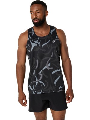 Asics Road All Over Print Singlet Erkek Siyah Atlet 2011D091-001