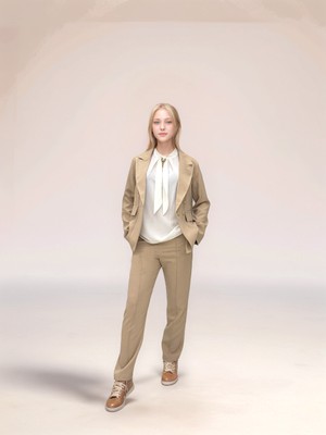 Kız Çocuk 3'lü Takım Elbise – Blazer Ceket, Şifon Bluz ve Yüksek Bel Pantolon Şık KOMBIN-TKM-0004