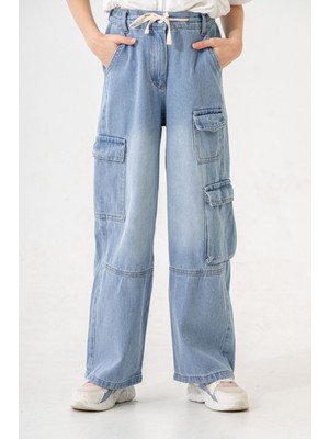 Kız Çocuk Bel Kordonlu Kot Pantolon 2198