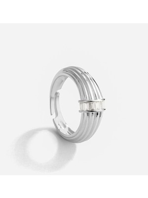 Meks Jewels Baget Taşlı Gümüş Yüzük