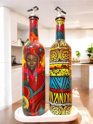 Asya Kabile Kültürlerinden Ilham Alan Etnik Motiflerle El Yapımı Yağdanlık, Sosluk, Sirkelik Seti-Mutfak Dekor