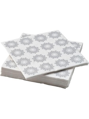 Ikea Fröjda Desenli Peçete Beyaz-Gri 33X33 cm 30 Adet