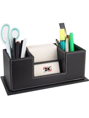 2K Masaüstü Deri Organizer Kalemlik 4 Gözlü Desktop Organizer Rainbow Vegan 10X12X25 Cm.