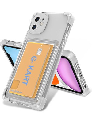 ZORE Apple iPhone 11 Kılıf Airbag Tasarımlı Şeffaf Kartlıklı G-Kart KAPAK-RENKSIZ-8680436748978-MRYN