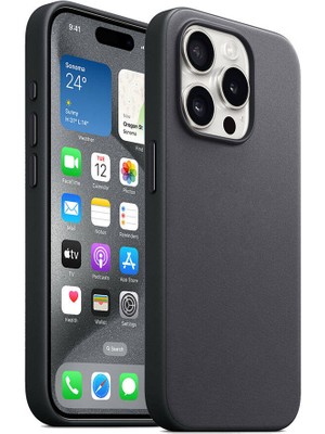 ZORE Apple iPhone 15 Pro Max Kılıf Magsafe Şarj Özellikli Mikro Fiber Optimal KAPAK-SIYAH-8680436728