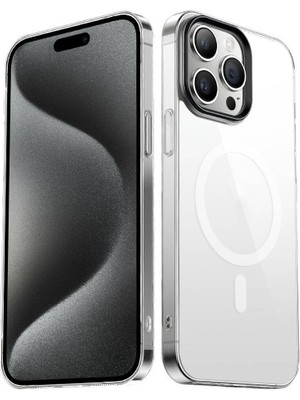 ZORE Apple iPhone 15 Pro Max Kılıf Wireless Şarj Özellikli Şeffaf G-Glass KAPAK-SIYAH-8680436727195-