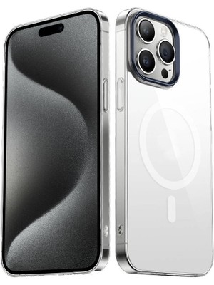 ZORE Apple iPhone 15 Pro Uyumlu Wireless Şarj Özellikli Şeffaf G-Glass KAPAK-LACIVERT-8680436727256-TA9507