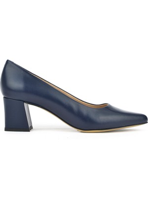Kadın  Deri Topuklu Ayakkabı 1511030Z974 Lacivert