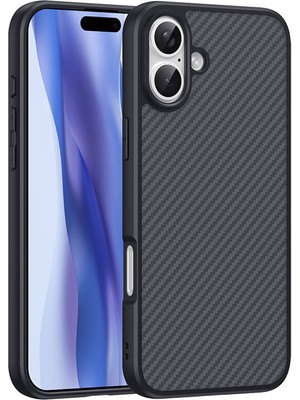 ZORE Apple iPhone 16 Plus Kılıf Magsafe Şarj Özellikli Karbon Fiber Tasarımlı Elnino KAPAK-SIYAH-SIYAH-868