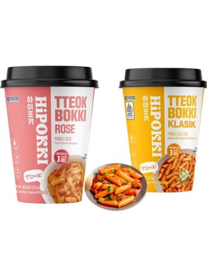 Hipokki 240 gr 2'li Set Klasik ve Rose Soslu Tteokbokki Kore Pirinç Keki Hızlı Hazırlanır