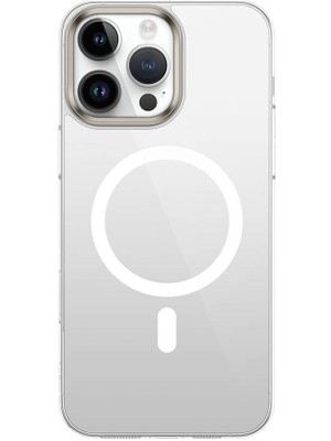 ZORE Apple iPhone 16 Pro Max Kılıf Magsafe Şarj Özellikli Şeffaf Cam Arka Yüzey G-Glass Kapak-Şeffaf