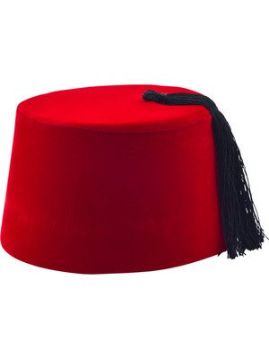 Osmanlı Kırmızı Erkek Püsküllü Damat Kına Fesi 11,5cm Uzun