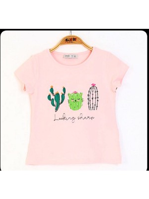 Toontoy Kız Çocuk Kaktüs Baskılı Tişört