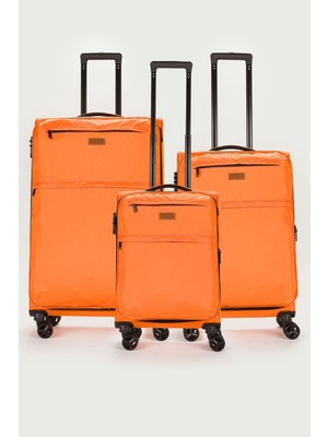 Fossil Ekstra Hafif Turuncu Kumaş 3'lü Valiz Seti