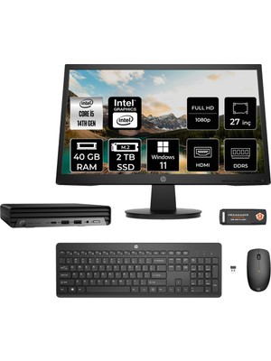 Hp Pro Mini 400 G9 Intel Core I5 14500T 40GB 2tb SSD 27" Fhd Monitör Windows 11 Pro Mini Masaüstü Bilgisayar & Per4 USB Bellek 937R4EAMNT404
