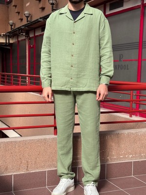 Müslin dokuma, yazlık&baharlık, 100% Pamuk, Oversize Gömlek-Pantolon Takım G11-295