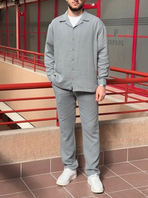 Müslin dokuma, yazlık&baharlık, 100% Pamuk, Oversize Gömlek-Pantolon Takım G11-295