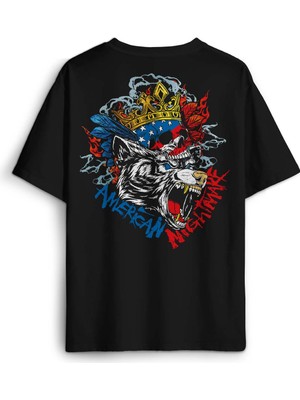 Tiger American Nightmare Cody Rhodes Wwe Kaplan Güreş Fight Gym Baskılı Oversize Tişört Siyah