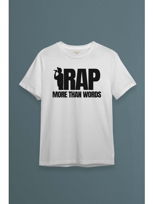 Unisex Beyaz Tişört Rap More Than Words Turkish Rap Hip Hop Eminem Tupac Baskılı T-Shirt