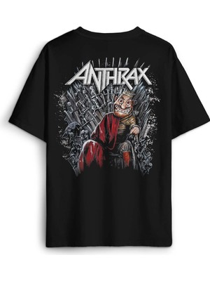 Anthrax Thrash Metal Big Four Guitar Gitar Music Baskılı Oversize T-Shirt Siyah Unisex Tişört