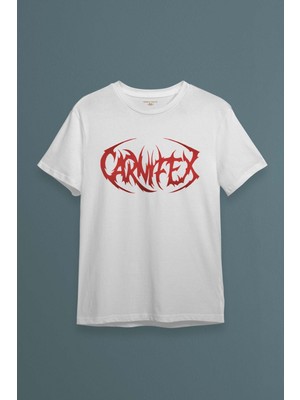 Beyaz Tişört Carnifex Metal Music Pamuklu Unisex Kısa Kollu T-Shirt