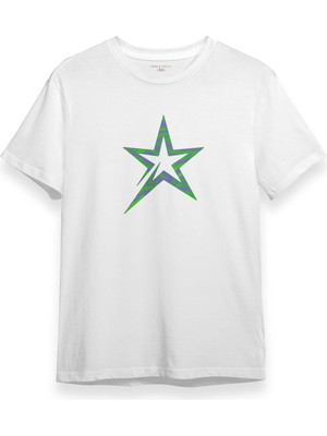 Star Y2K Colorful Yıldız Baskılı Beyaz Unisex T-Shirt