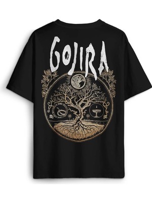 Gojira Metal Music Rock Müzik Baskılı Oversize T-Shirt Siyah Unisex Tişört