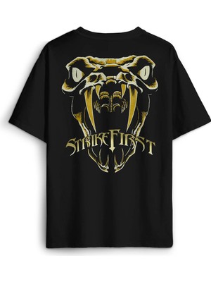 Oversize T-Shirt Strike First Venom Rko Wwe Randy Orton Yılan Güreş Gym Fight Spor Siyah Tişört
