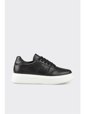 Elle Siyah Deri Kadın Spor Ayakkabı