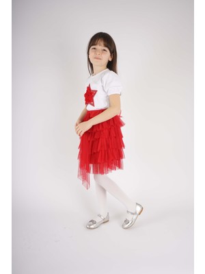 23 Nisan 29 Ekim Konsept Yıldız Detaylı Tül Detaylı Kat Kat Tütü Etekli Takım