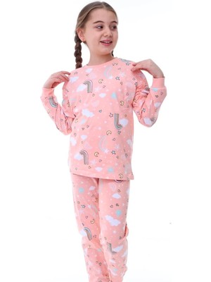 Kız Çocuk %100 Pamuklu Unicorn Desen Pijama Takımı