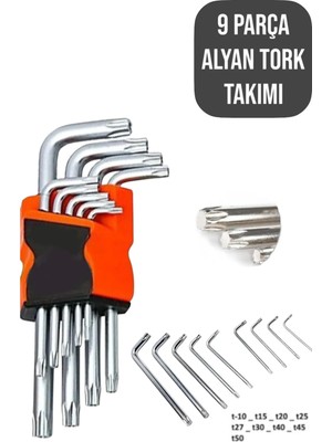 Tork Alyan Takımı 9 Parça Kısa Boy Yıldız Alyan Seti - Tamir Seti