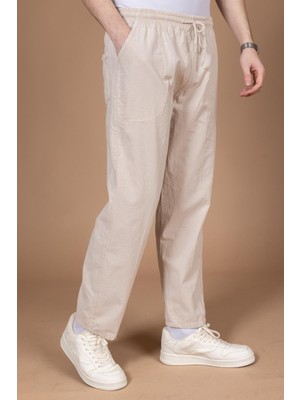 Mutlu City Erkek Ham Bez Lastikli Yüksek Bel Rahat Kalıp Pamuk Eşofman Alt Pantolon Alt Giyim 2188