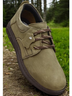 518-8 Ortopedik Taban Hakiki Deri Erkek Ayakkabı Casual Günlük Haki Erkek Ayakkabı