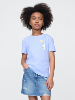 Gap Kız Çocuk Mavi Grafik T-Shirt