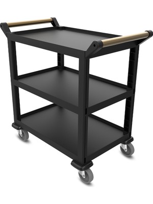 Mete Açık Model 3 Katlı Servis Arabası Plus Siyah 96X52X107 cm
