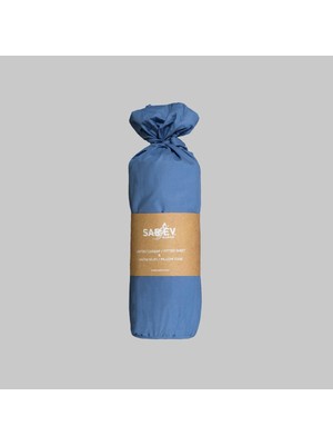 Sarev  %100 Pamuk Tek Kişilik 100*200 cm 1 Adet Yastık Kılıflı Fitted Çarşaf Seti Mavi