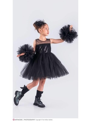 Magu Kız Çocuk Pon Pon Kollu Tütü Etekli Elbise