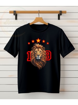Aselinda Baba Oğul Kombin 5 Yıldızlı Aslan Baskılı Taraftar Tişört/t-Shirt- (Tek Adet Fiyatıdır)