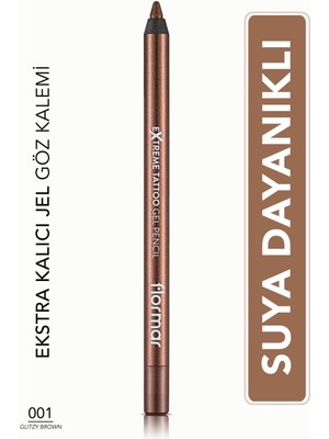 Işıltılı Kalıcı Göz Kalemi (Bakır) - Extreme Tattoo Gel Pencil - 001 Glitzy Brown - 8682536028837