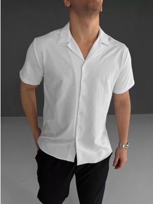 Tarz Yeri İki İplik Kumaş  Gömlek - Beyaz