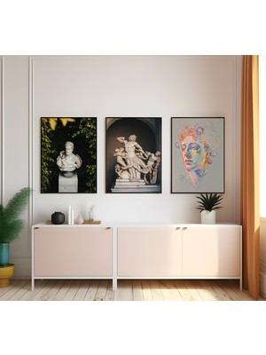 Modern Tarz Mdf Plastik Çerçeveli 3'lu Dekoratif Tablo 134