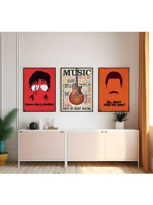 Modern Tarz Mdf Plastik Çerçeveli 3'lu Dekoratif Tablo 191