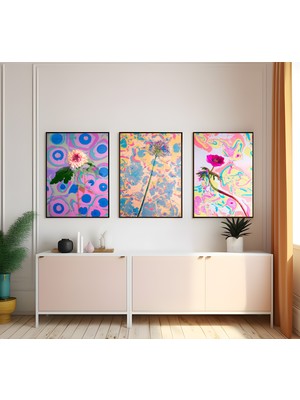 Modern Tarz Mdf Plastik Çerçeveli 3'lu Dekoratif Tablo 53
